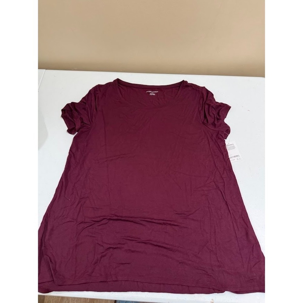 Amazon Essentials Womens Burgundy EcoVero Short Sleeve T-Shirt Large AE181642